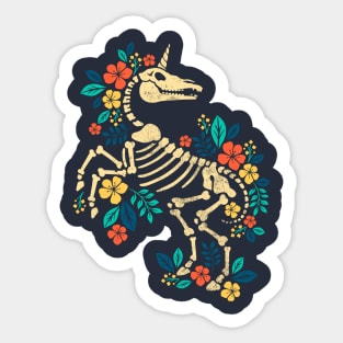 Flowered unicorn skeleton Sticker